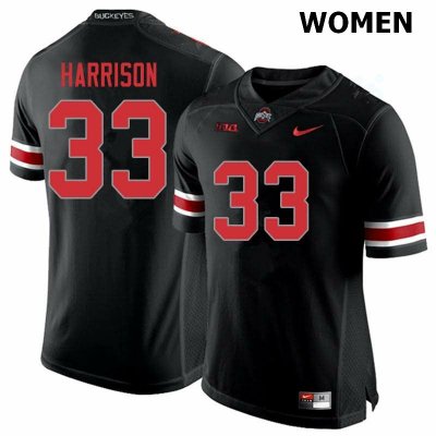 Women's Ohio State Buckeyes #33 Zach Harrison Blackout Nike NCAA College Football Jersey Winter BZR4144EW